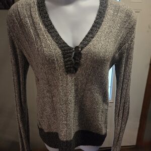 Maurices Charcoal and Light Gray V-Neck Sweater
